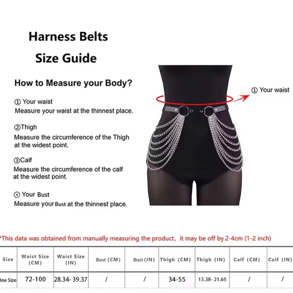 Women Sexy Leg Chain Harness garter Belt Waist Corset Belt - Picture 3 of 3